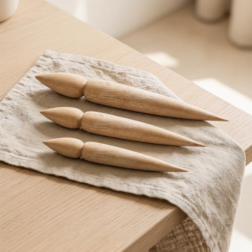 Almencla Wooden Punch DIY Polymer Spout Modifier Handmade Clay Double Ended Pottery Teapot Spout Maker for Shaping, Trimming, Ceramic, Beginners, 3Pcs