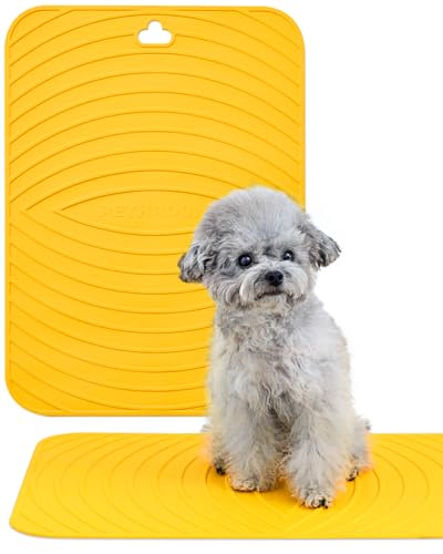 Premium Non-Slip Dog Bath Mat with Drying Hooks, 15.8 x 21.7 in | Made with High-Quality Materials for Sturdy, Durable Use, Versatile for Bathtubs & Sinks, Easy to Clean & Store, Yellow