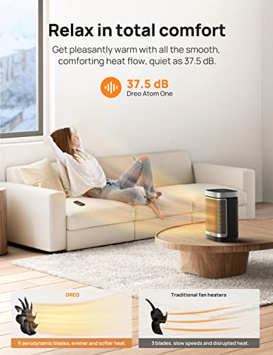 DREO Space Heater for Bathroom and Indoor, Safe and Quiet Portable Heater | ALCI Safety Plug, 41-95°F Digital Thermostat, Remote, 70°Oscillating, 12h Timer, 5 Modes, 1500W PTC Ceramic Heater