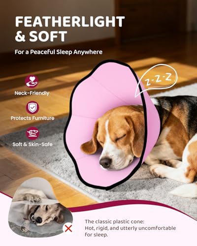 MIDOG Dog Cone Collar After Surgery, Soft Dog Cone Alternative to Stop Licking,Adjustable Elizabethan Recovery Cones for Small to Large Sized Dogs - color: Pink, size: S