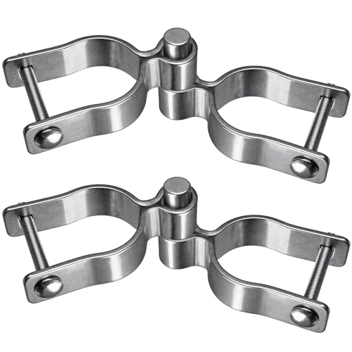 Insaga 2 Pack 2-3/8" Heavy Duty Chain Link Fence Gate Hinges, 304 Stainless Steel T-Post & Pipe Gate Hinge Kit with Frame and Post Brackets, Bolts & Nuts Included for Farm, Cattle, and Chain Link Gate - color: Light Weight, size: 2-3/8''-2Pack