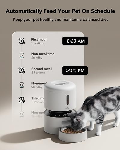 PETLIBRO Automatic Cat Feeder – 3L Programmable Pet Food Dispenser with Freshness Preservation, Timed Portion Control, Voice Meal Call & Dual Power Supply, Healthy Feeding for Cats & Small Dogs White - color: White, size: 3l-basic No Cam&app
