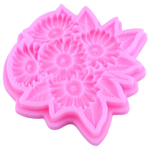 Mujiang Flower Silicone Mold Peony Rose Daisy Flower Fondant Mold Set of 4 | Flower Chocolate Candy Mold Wedding Birthday Cupcake Topper Cake Decorating Polymer Clay Resin Gum Paste - color: Style L