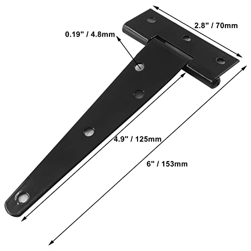 Murtenze 4Pack 5 Inch Black T-Strap Shed Hinge,Barn Door Hinges Heavy Duty Gate Strap Hinge T Hinges for Barn Door, Shed or Wooden Fences | 4Pack - color: Black, size: 5 Inch - 4Pack