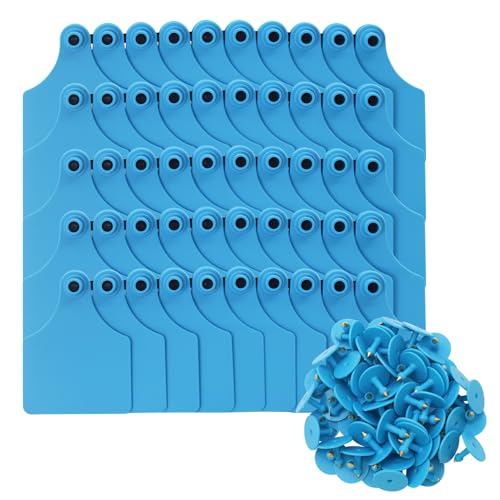 Blank Cattle Ear Tags 100PCS TPU Oversize 4.1x3 Inch Livestock Tags | Identification Tags for Cows Calves Cattle Goats Sheep Pigs Hog Fade Resistant Farm Animal Management (Blue) - style: Blue