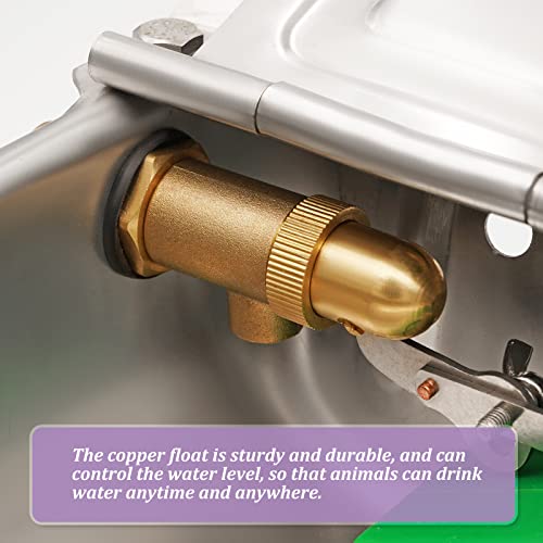 Automatic Dog Water Bowl with Brass Float Valve and Drain Hole | Stainless Steel Dog Water Dispenser Livestock Waterer for Chicken Cattle Pig Goat Big Dog