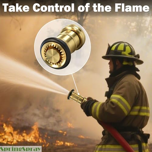 1" NH/NST Brass Fire Hose Nozzle | Heavy Duty Adjustable Spray Jet Fog Nozzle, Constant Flow Industrial Firefighter Nozzle, 36 GPM, 100 PSI - size: 1"NH/NST