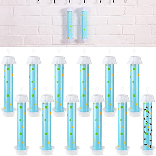 Qualirey 12 Pcs Sticky Fly Trap Fly Stick with Hanging Hook Adhesive Flying for Indoor Outdoor Trap Houseflies and Flying Insects Mosquito Bee Moth (Blue Polka Dots) - style: Blue Polka Dots