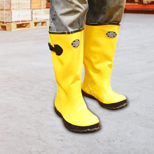 Yellow Slush Boots with Black Ribbed Sole, Cotton Lined, 17-Inch Length, Over-The-Shoe Style - size: 18