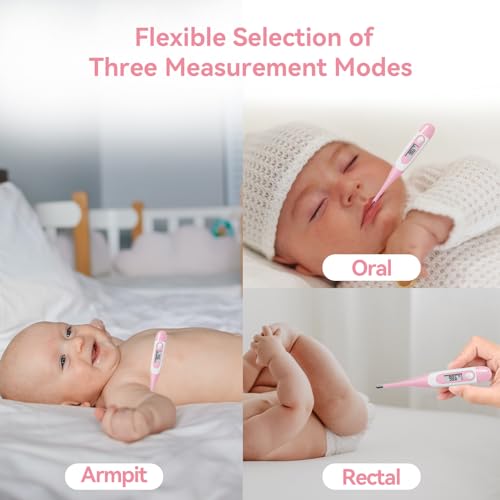 Clinical Digital Thermometer for Adults and Babies, Oral Armpit and Rectal Temperature Thermometer for Fever with Alarm, Flexible Tip - size: DT008