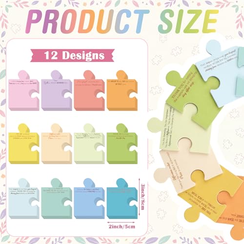 Yinder 24 Pads Team Appreciation Sticky Notes Puzzle Shaped Memo Gifts | Self Adhesive for Employee Farewell Retirement, Bulk Gifts for Coworker Staff Teacher, Motivational Messages Desk Decor - style: Team