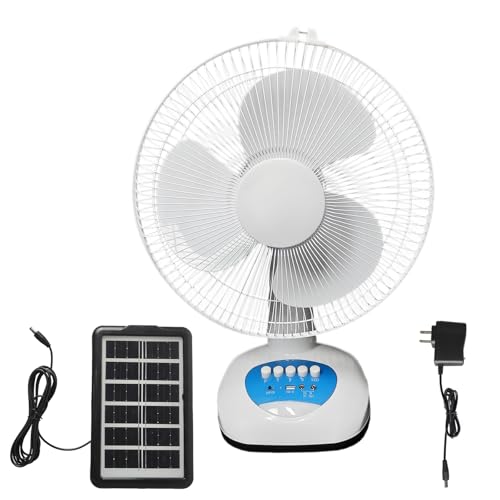 Solar Oscillating Fan, 15w Solar Powered 3-Speed 12-Inch Adjustable Tilt Fan, Ideal for Home, Office, white and gray - color: Table