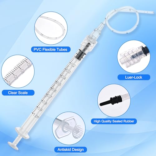 30 Pack 1ml Luer Lock Syringe - Syringes for Liquid with Soft Tube | Individually Pcakaged，Scientific Labs and Measuring, Refilling Inks - style: 1ml - 2.0mm Tube
