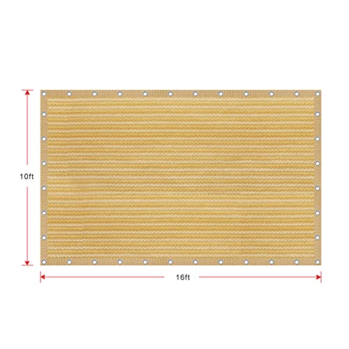 Shatex 90% Shade Fabric 10x 16ft Sun Shade Cloth with Grommets for Pergola Cover Canopy Wheat, 12 Bungee Balls - color: wheat, size: 10x16ft