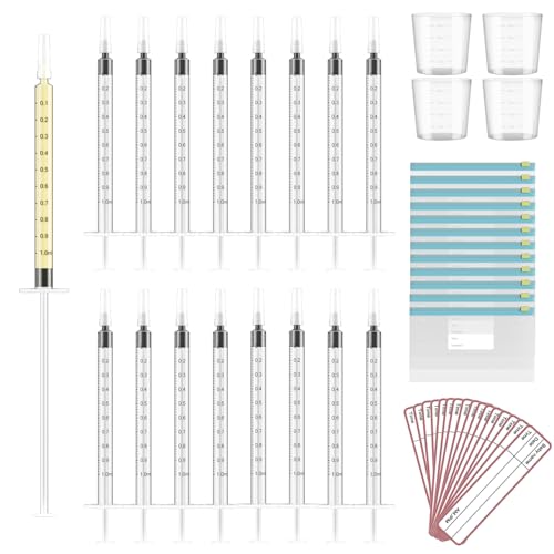 120 Sets 1ml Colostrum Collector Kit Include No Needle Colostrum Syringes with Caps 1mlx120, Stickerx120, 20ml Measuring Cupx4, Ziplock Storage Bagx12 for Breastmilk Collector - size: 120pcs-1ml