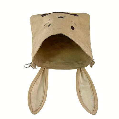 Rabbit Hay Feeder Bag - Hanging Rabbit Hay Feeder for Rabbits, Guinea Pigs and Chinchillas, Moss and Alfalfa Hay (Khaki) - color: Khaki, size: One Size