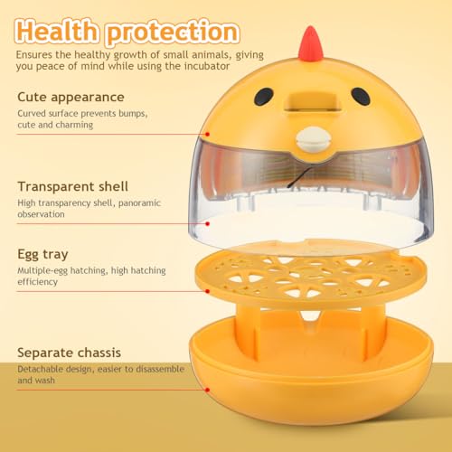 IMIKEYA Egg Incubator for Quail Eggs Auto Temperature and Humidity Control Portable Bird Incubator for Chickens Parrots Duck Eggs Compact Desktop Use