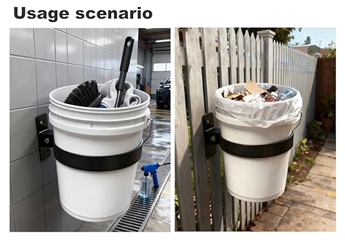 5-Gallon Bucket Holder, Feed Bucket Holder, With Strong lLoad-Bearing Capacity, Wall-Mounted Installation, Can be Installed in Garages, Stables, Fences(Black 1 PCS)