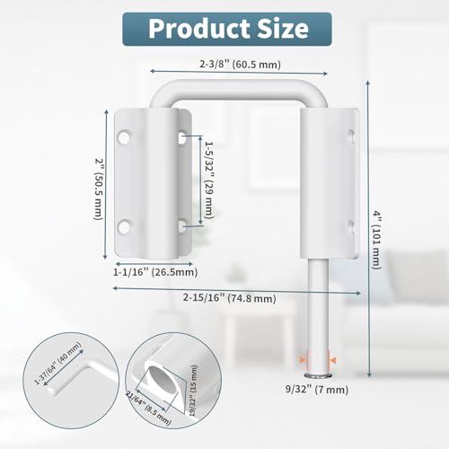 Upgraded Sliding Door Loop Lock, Barn Door Latch, White-1PC | 2.38″ Multi-Angle Locks for 90/180 Degree Aluminum Alloy Security Gate Latches for Fence, Window, Closet, Bedroom, Screen - color: White-1PC