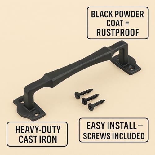 2-Pack 10 Inch Colonial Tapered Barn Door Handle - Black Cast Iron Pull for Sliding Doors, Gates, Sheds, Fences, Closets - Indoor Outdoor Farmhouse Hardware - size: 10" - 2 Pack, style: Colonial Tapered