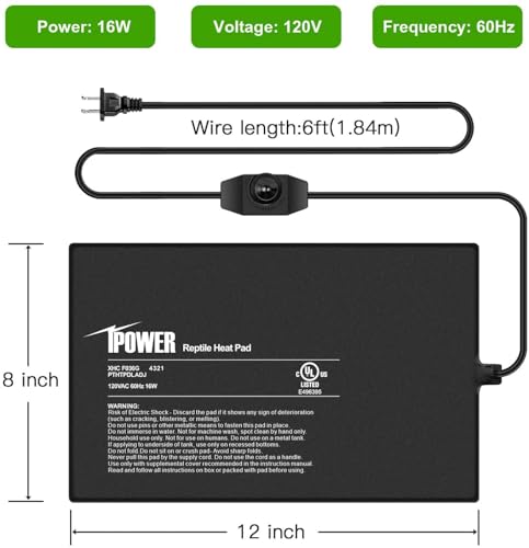 iPower 8x12 Inch Reptile Heating Pad with Adjustable Controller Knob, Under Tank Heater Mat for Turtles, Lizards, Snakes, Amphibians & Small Pets, 2 Pack - size: 8 X 12 Inch, style: 2 Pack Heat Pad with Adjustable Knob