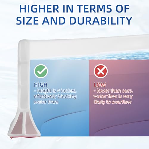 4'' High Shower Threshold Water Dam, 79" Long Collapsible Shower Water Splash Guard, Self-adhesive Shower Barrier - style: 79 inch