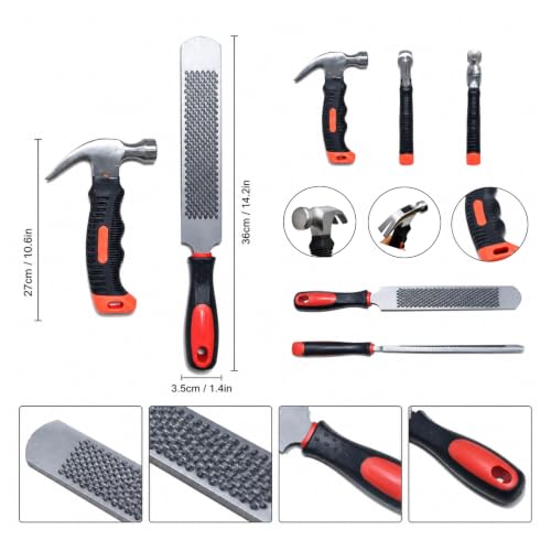8 Inch Small Livestock Hoof Trimming Tool Kit 2PCS Heavy Duty Hoof Care Set | Double Sided High Carbon Steel Hoof Rasp, Mini Claw Hammer Nail Puller For Goats, Sheep, Mini Horses Donkeys-Farrier Tools