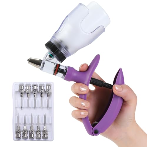 5ml Continuous Self-Refilling Livestock Syringe, 10 Needles Included | Adjustable dosage from 0.5ml to 5ml Veterinary Injection Gun for Chicken, Duck, Pig, Sheep, Cow Poultry - color: Purple