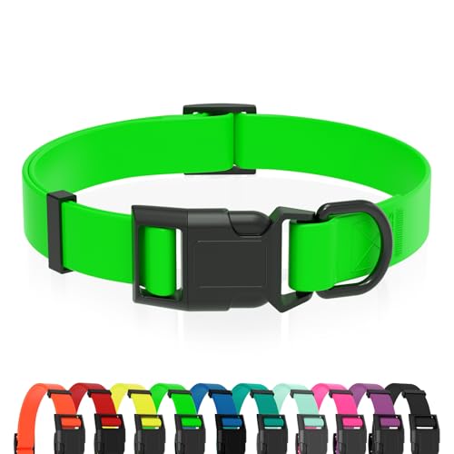 Waterproof Dog Collar, Easy to Clean Rubber Dog Collars with Quick Release Buckle Fits Small Medium or Large Dogs (Green, M (11.8-18.5 inch)) - color: Green, size: M (11.8-18.5 inch)
