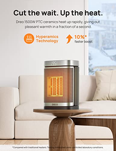 DREO Space Heater for Bathroom and Indoor, Safe and Quiet Portable Heater | ALCI Safety Plug, 41-95°F Digital Thermostat, Remote, 70°Oscillating, 12h Timer, 5 Modes, 1500W PTC Ceramic Heater