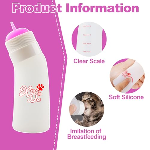 Pet Feeding Nipple with Syringe, Soft Silicone Nursing Pet Feeding Bottle, Ventilation Valve Resistant Tearing for Puppies, Kittens, Rabbit, Small Wildlife (S Nipple,Pink) - color: Pink-S Size