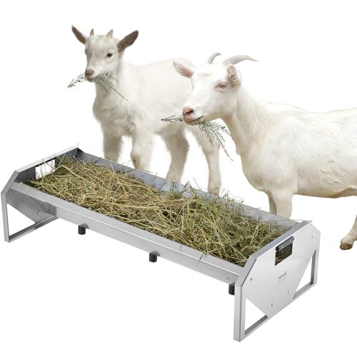 VEVOR Livestock Feeding Trough, 22 Gallon Capacity, 45" Hay Feeder, Heavy Duty Steel Livestock Trough, Galvanized Steel Sheep Feeder Trough Feeding up to 10 Goats for Horse Sheep Hog Farm Sheds Pen - size: 1 Count (Pack of 1)