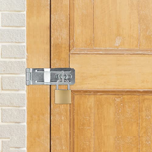 4.5" Swivel Staple Safety Hasps Latches with Twist Knob, Silver 1Pcs | Stainless steel gate door hasp lock, safety packlock clasp brushed finish lock latchs for fence, gate, cabinet, pet cage - color: Silver