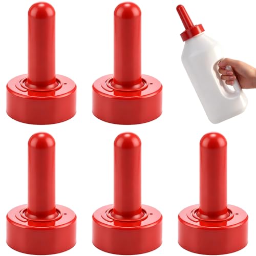 5 Pcs Calf Nipples, 4.33 in Length Silicone Replacement Livestock Feeding Nipples, Small Animal Milk Drink Nipple for Calf Milk Bottles, Dairy Farm