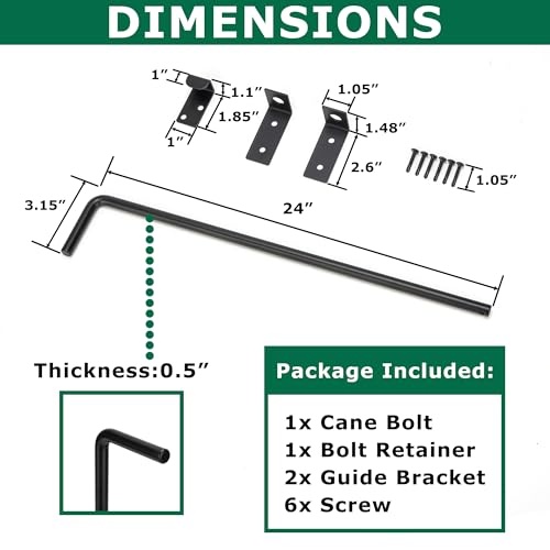 24" Heavy Duty Cane Bolt Gate Drop Rod with Upgraded Design, Square Gate Drop Rod for Wood PVC Vinyl Metal Yard Gate Latch-1 Pack - size: 24 Inch-1 Pack