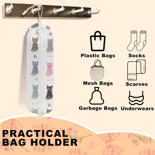 Cat Plastic Bag Holder, Wall Mount Grocery Bag Holder for Plastic Bags | Large Reusable Grocery Bags Organizer Storage Dispenser for Home Kitchen Pantry Decor, Cat Lover Gifts for Women - color: Colorful cats