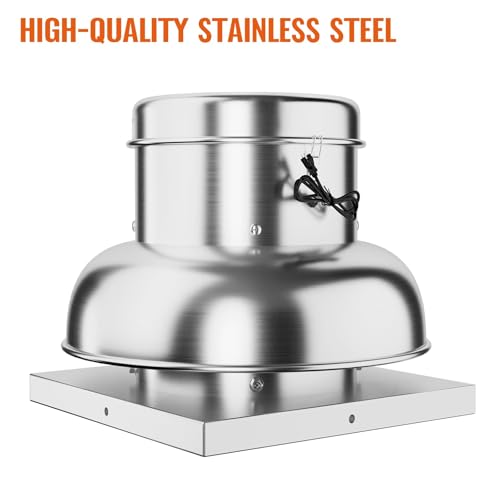 PeakPursuit 2400 CFM Upblast Roof Exhaust Fan, Direct Drive, 25" Base | High-speed direct drive, <65dB quiet, rust-resistant, pre-wired, for restaurant, warehouse, industrial ventilation - size: 2400 CFM
