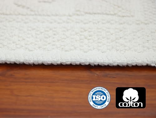 COTTON CRAFT Woven Area Rug - 2 Pack White Jacquard Dhurrie with Fringe | Boho Farmhouse Rustic Textured Cotton Throw Rug - Washable Accent Mat for Bedroom Living Room Entryway Nursery - 20x32 - color: White - 2 Pack, size: 1'8" x 2'8" (Rectangular)