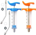 2 Pcs Goats Feed water filler, Drench Nozzle, Reusable, Adjustable Dosage, for Cattle, Sheep, Goats, Horse, Pig, Dog Supplies ( Blue+Orange 10ml) - size: F (2ps 10ml)