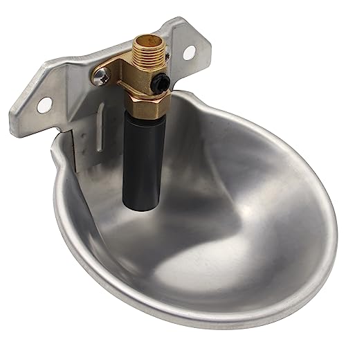Automatic Goat Sheep Waterer Bowl with Copper Touch Valve,Stainless Steel | No Spill Livestock Water Trough for Goat,Sheep,Pig , Farm Water Drinking Equipment - color: SILVER