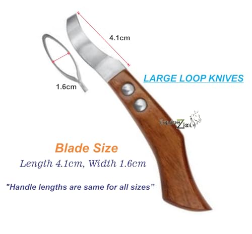 Farrier Loop Hoof Knife – Large Size, Professional Farrier Tool for Hoof Trimming & Cleaning, Sharp Curved Loop Blade - size: Large