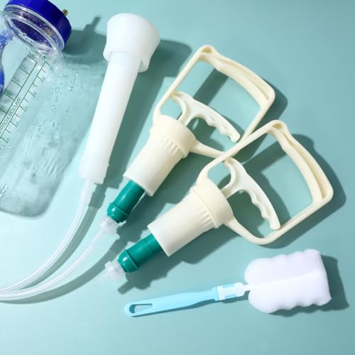 Yardwe Manual Milking Machine for Cows and Goats, Portable Hand Vacuum Pump Milking Kit with Single Teat Pump for Farm and Home Use, 1000ML