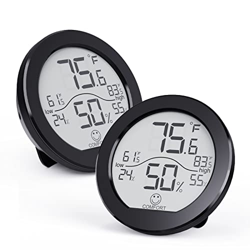 Indoor Digital Hygrometer Thermometer for Room Temperature Humidity Meter | SECRUI Thermometer Accuracy Calibration LCD Temperature Sensor with Maximum and Minimum Records,2 Pack - color: Black, size: TH1 x2