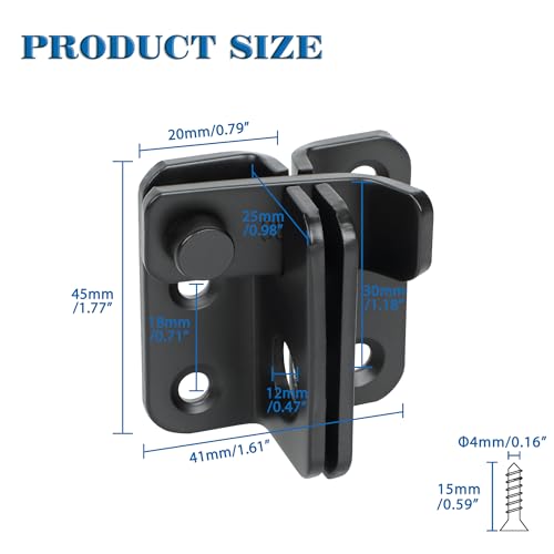 Alise Black Flip Latch Door Latch Heavy Duty Gate Latch Barn Door Lock | SUS 304 Stainless Steel Door Latch Lock for Wooden Fence Shed Barn Chicken Dog Cage Window Cabinet Backyard Garage - color: Matte Black, size: Small Size (SUS304 SS)