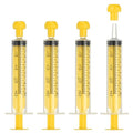 Feeding Syringes with Cap, Plastic Syringes for Liquid Pet Feeding Measuring Tool No Needle 10ml, (Yellow, 4 Pcs), Intended for Dog / Cat / Rabbits / Small Animal / Scientific Lab - color: Yellow