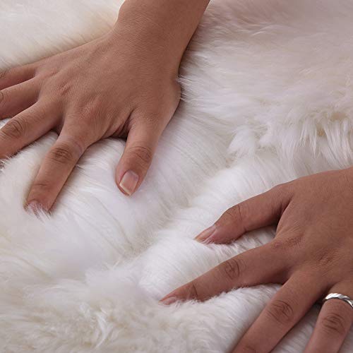 Fluffy Genuine Sheepskin Rug, Fuzzy Shaggy Fur Area Rug for Soft Fur Pray Pup Carpet, Chair Sofa Cover, Bedroom, Living Room, Double Pelt (Wolf Tipped, 2x6ft) | Natural Fluffy Fuzzy Sheepskin Fur Area Rug,Chair Sofa Seat Cover,Living Room,Bedroom,Pets Dog