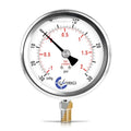 Carbo Liquid Filled Compound Pressure Gauge -30 inHg to 30 PSI with NIST Traceable Certificate, Calibrated in USA Lab, 4" Dial, 1/4 NPT Lower Mount, ASME Grade A, 304 SS Case, Brass Parts, inHg/Bar - size: -30inHg / 0 / +30Psi, style: NIST TRACEABLE