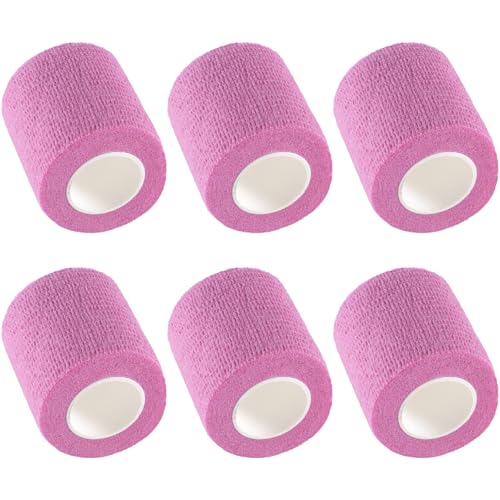 IndigoCase 6 Pack Self Adhesive Bandage Wrap 2 Inch x 5 yd Elastic Tape | Pink Color Elastic Bandage Wrap, Vet Wrap, Small Bandage for Kids, Fingertip, Wrist, Dog, Pets - color: Pink, size: 2 Inch - 6 Pack