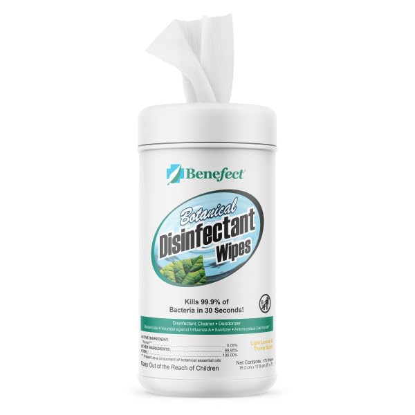Benefect Botanical Disinfecting Wipes - (170 Wipe Count, 6-Pack) Natural, No Residue - Antibacterial Disinfectant, Multi-Surface Cleaning and Sanitizing Wipes - size: 170 Count (Pack of 6)