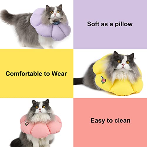 HiDREAM Cat Cone Collar,Cute Waterproof Elizabethan e Collar for Cats,Anti-Bite Lick Wound Healing Safety Cat Recovery Collar,All-Season Style - color: Pink flowers, size: Small